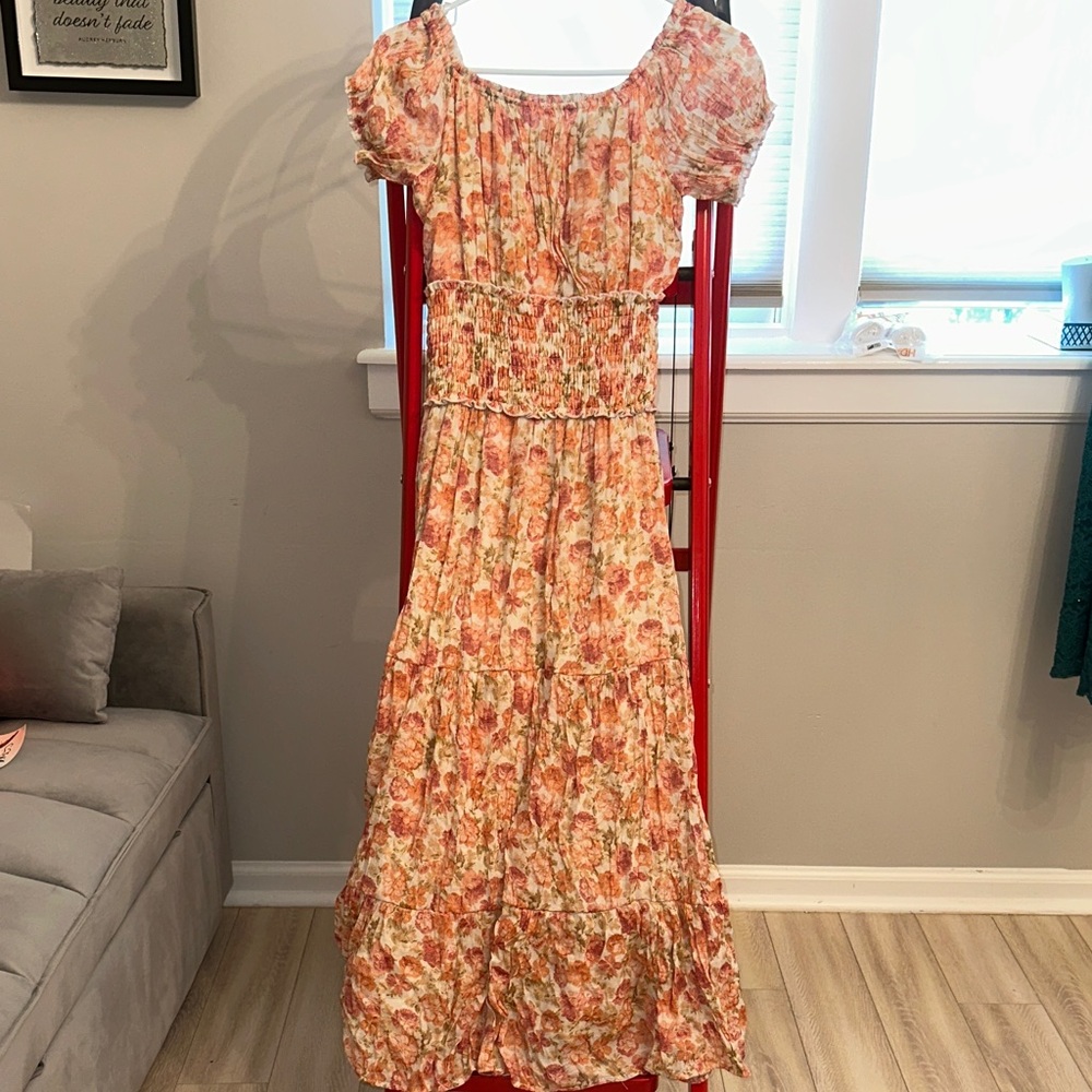 Trixxi Floral Maxi Dress - Pink and Orange